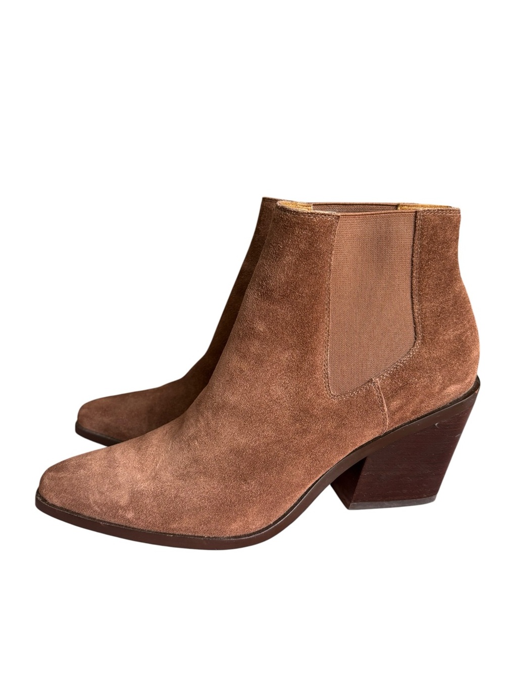 RAG & BONE Razor Brown suede pointed toe Block heel chelsea boot size 39./ US9